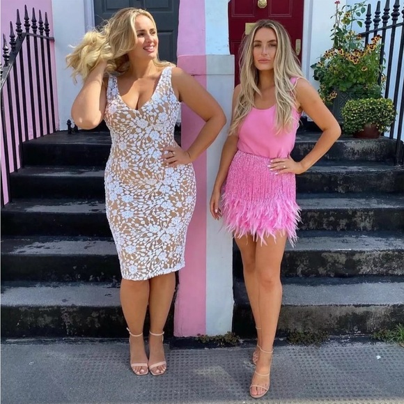 Ballerina Pink Sexy Fringe Feather Skirt Set With Tassles, 2 Piece Set - Picture 5 of 8